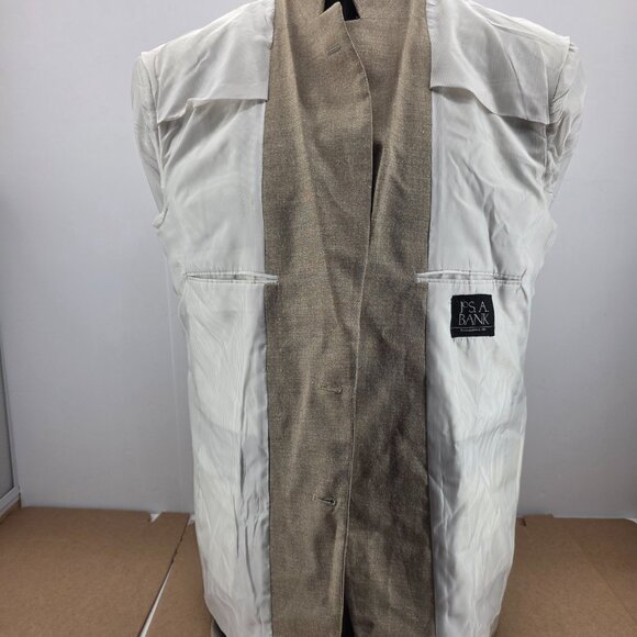 Jos A Bank Blazer Mens 44R Beige Linen Wool Sport Coat Lined 2 Button - Picture 7 of 10